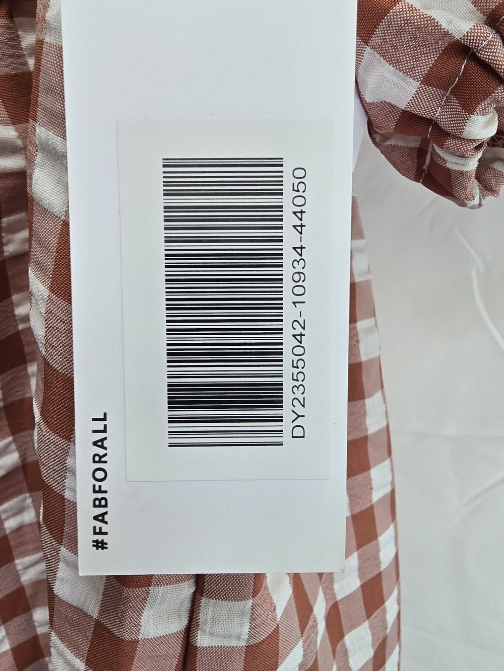 JustFab XL Gingham Puff Sleeve Dress Rust White NWT Cottagecore - Picture 5 of 5